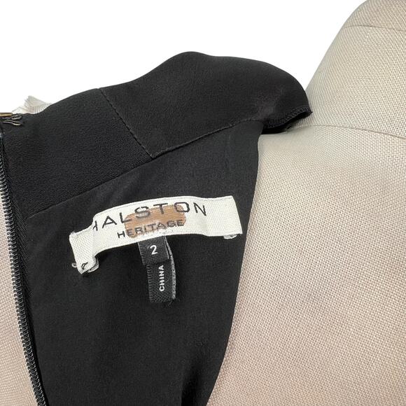 Halston Heritage Draped Neck Satin Gown Dress Midi Sleeveless Black Size 2‎ - Picture 11 of 12